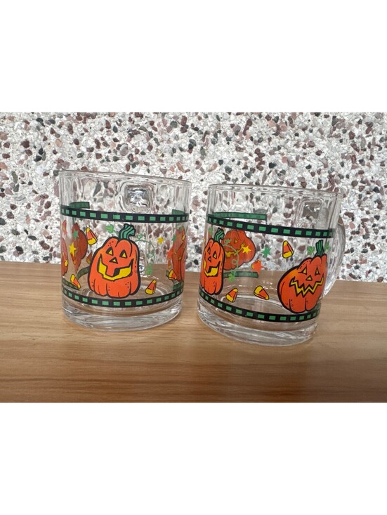 Other - Halloween Jack-O-Lantern Candy Corn Glass Mugs Set of 2 Rocks Glasses